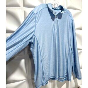Tommy Bahama Islandzone Sz XXXL 3XL Mens Blue 1/2 1/4 Half Zip Pullover Shirt